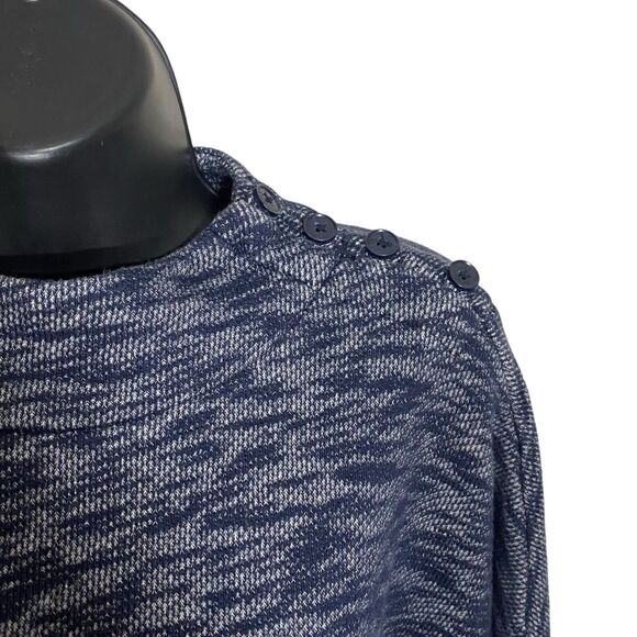 J Crew Point Sur Sweater Womens XS Blue Marled Cotton Mock Neck Oversized Preppy - Picture 8 of 12